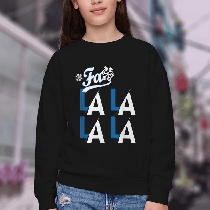 LA Baseball Fan Christmas FA La La Holiday Blue Theme Youth Crewneck Sweatshirt