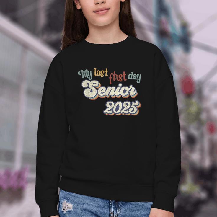 My Last First Day Senior 2025 Back To School Vintage Cool Youth Crewneck Sweatshirt