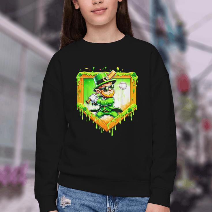 Leprechaun Baseball St Patricks Day Ice Cream Drip Men Boys Youth Crewneck Sweatshirt