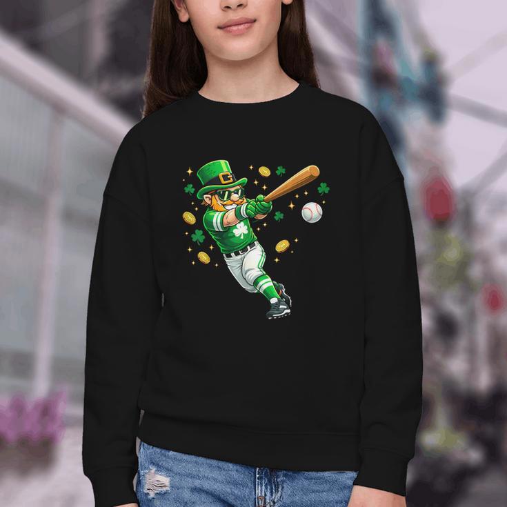 Leprechaun Play Baseball St Patrick's Day Men Kid Boys Youth Crewneck Sweatshirt Leprechaun Play Baseball St Patrick's Day Men Kid Boys Youth Crewneck Sweatshirt