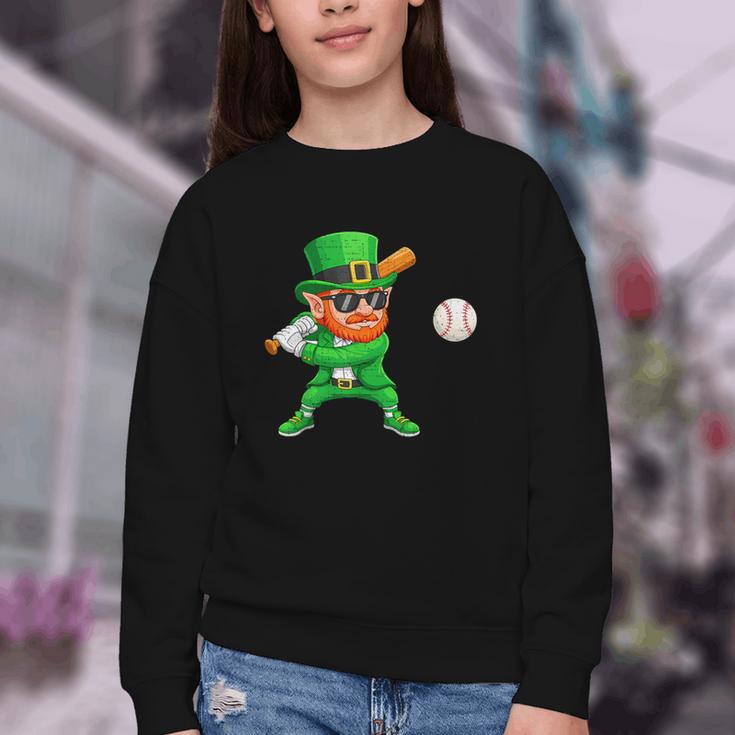 Leprechaun Playing Baseball St Patricks Day Sport Boys Youth Crewneck Sweatshirt Leprechaun Playing Baseball St Patricks Day Sport Boys Youth Crewneck Sweatshirt