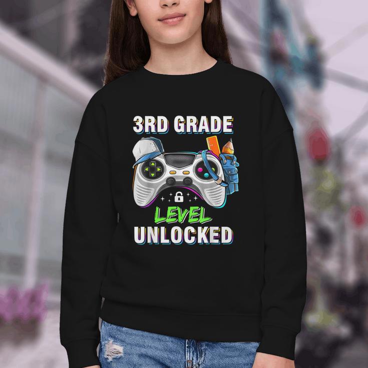Level 3rd Grade Unlocked Back To School First Day Boys Kids Youth Crewneck Sweatshirt Level 3rd Grade Unlocked Back To School First Day Boys Kids Youth Crewneck Sweatshirt