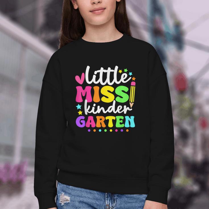 Little Miss Kindergarten Kids Girls Pencil Back To School Youth Crewneck Sweatshirt