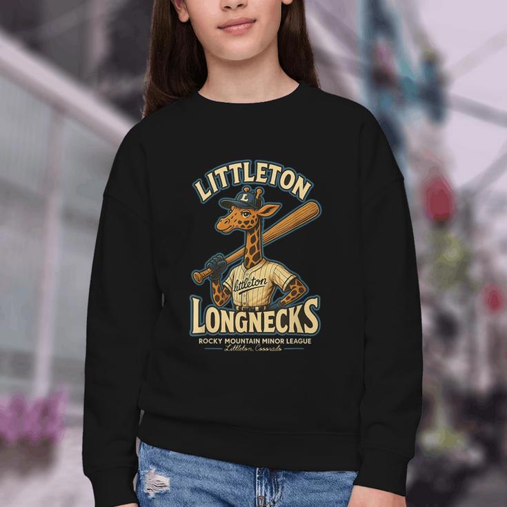 Littleton Longnecks Retro Minor League Baseball Youth Crewneck Sweatshirt Littleton Longnecks Retro Minor League Baseball Youth Crewneck Sweatshirt