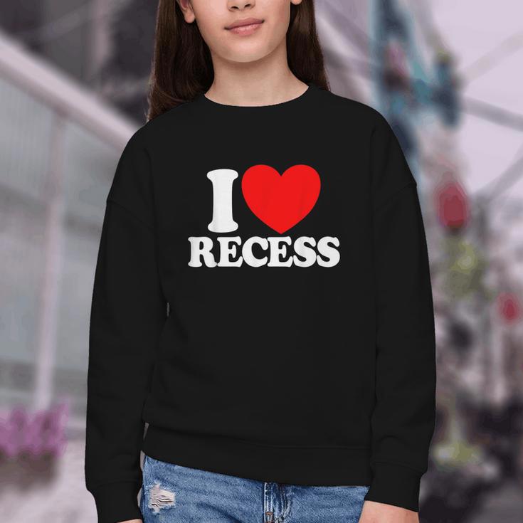 I Love Recess Red Heart Back To School Kids Recess Youth Crewneck Sweatshirt I Love Recess Red Heart Back To School Kids Recess Youth Crewneck Sweatshirt