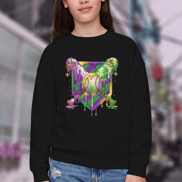 Mardi Gras Ice Cream Drip Baseball Sports For Men Women Kids Youth Crewneck Sweatshirt Mardi Gras Ice Cream Drip Baseball Sports For Men Women Kids Youth Crewneck Sweatshirt