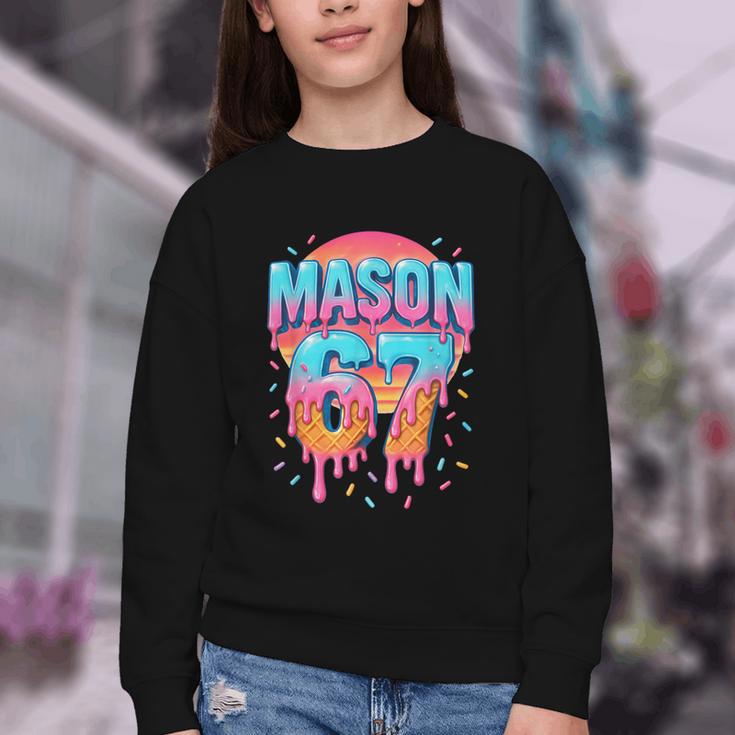 Mason 67 Costume Ice Cream Baseball Drip 6 7 Meme Six Seven Youth Crewneck Sweatshirt