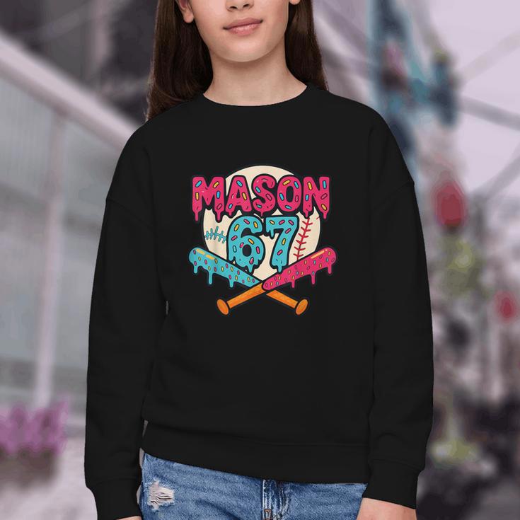 Mason 67 Ice Cream Drip Baseball Meme Graphics Youth Crewneck Sweatshirt