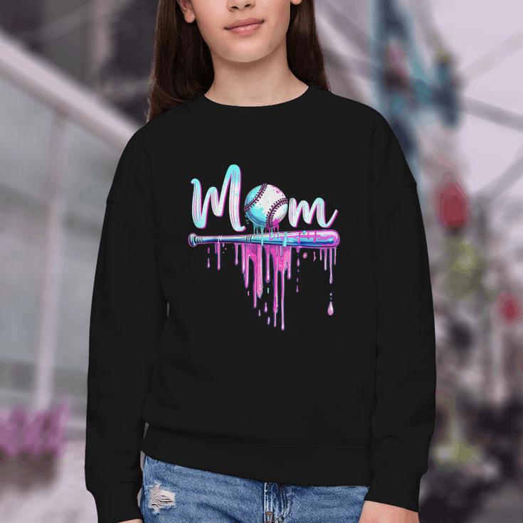 Mom Baseball Ice Cream Drip Birthday Boy Family Youth Crewneck Sweatshirt Mom Baseball Ice Cream Drip Birthday Boy Family Youth Crewneck Sweatshirt