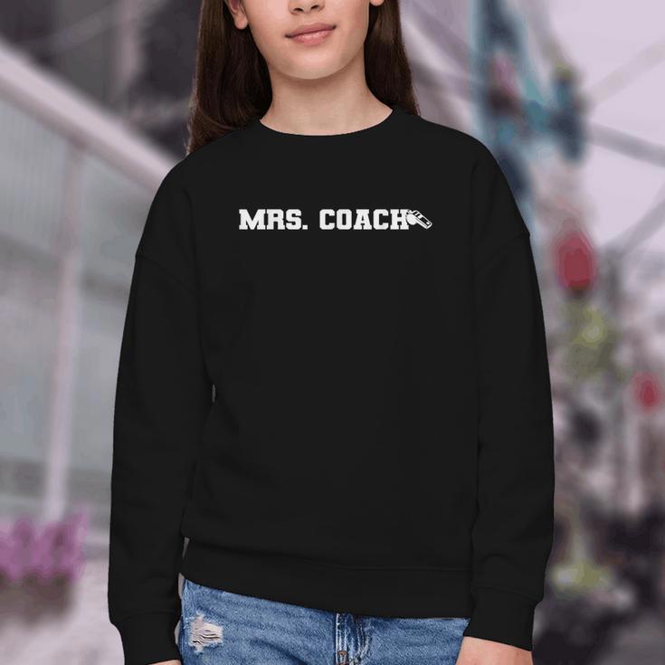 Mrs Coach Football Basketball Baseball Coach Wife Youth Crewneck Sweatshirt