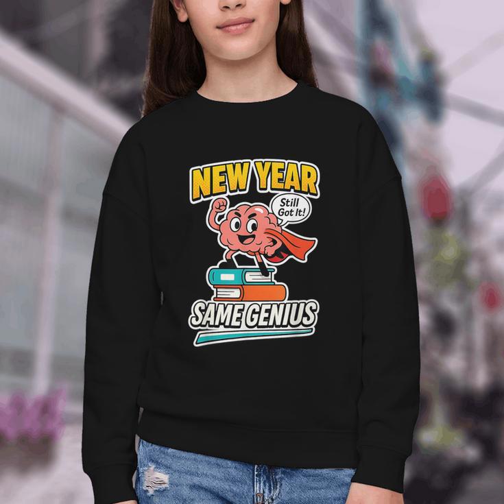 New Year Same Genius Confident Back To School Vibe Youth Crewneck Sweatshirt