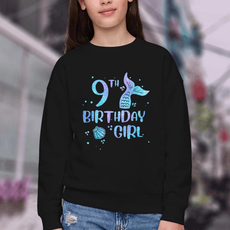 Ninth Birthday Girl Mermaid 9th Toddler's Back To School Youth Crewneck Sweatshirt Ninth Birthday Girl Mermaid 9th Toddler's Back To School Youth Crewneck Sweatshirt