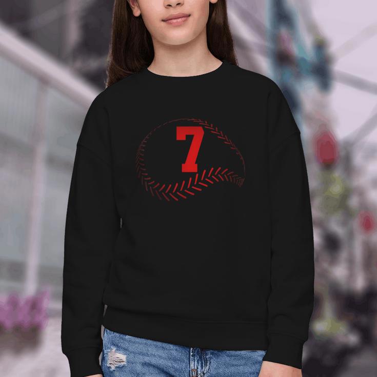 Number 7 Years Baseball 7TH Birthday Youth Crewneck Sweatshirt Number 7 Years Baseball 7TH Birthday Youth Crewneck Sweatshirt