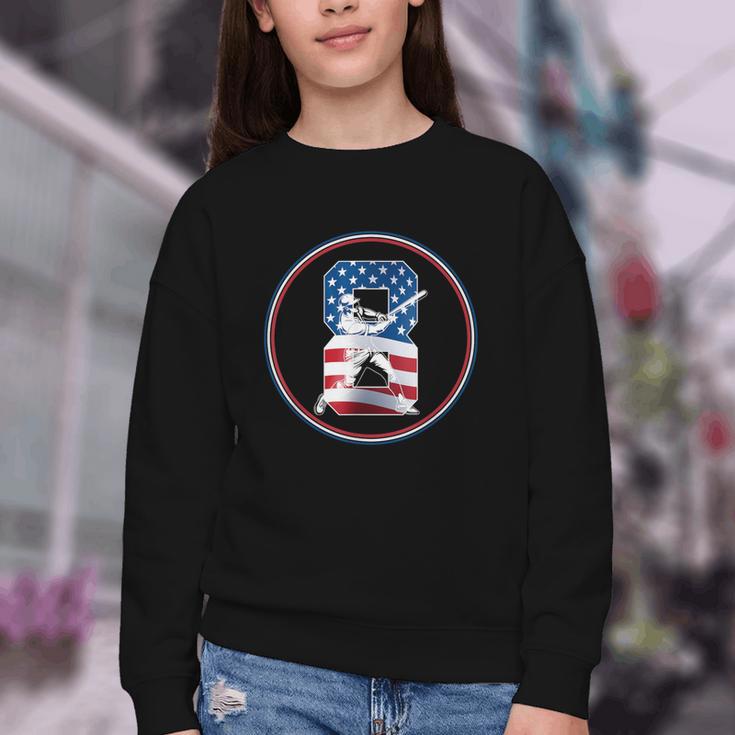 Number 8 Years Baseball 8TH Birthday Youth Crewneck Sweatshirt