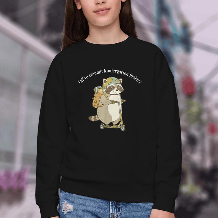 Off To Commit Kindergarten Foolery Raccoon Back To School Youth Crewneck Sweatshirt Off To Commit Kindergarten Foolery Raccoon Back To School Youth Crewneck Sweatshirt