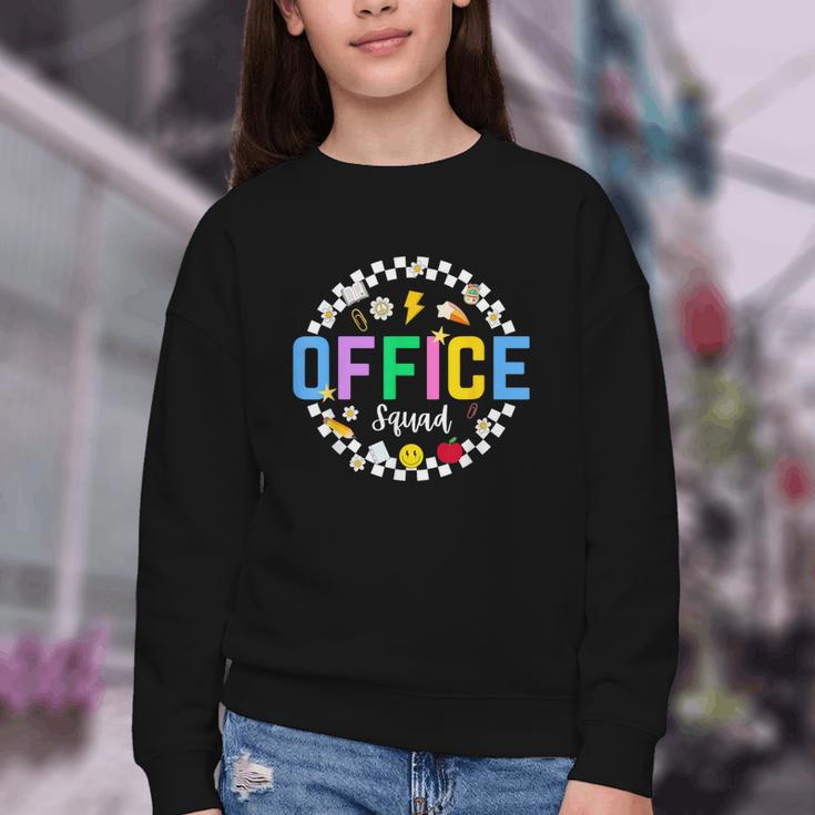 Office Squad Back To School Happy First Day Of School Youth Crewneck Sweatshirt