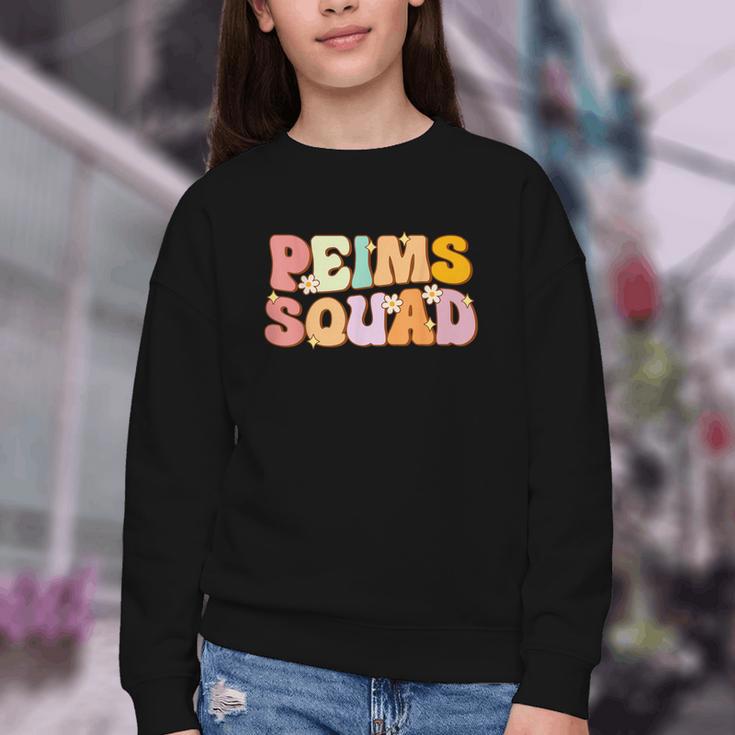 PEIMS Squad Groovy Back To School Women Appreciation Youth Crewneck Sweatshirt