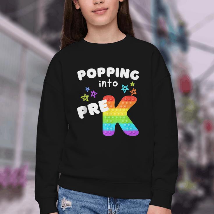 Popping Into Pre K Kid's Back To School Pop It Fidget Toy Youth Crewneck Sweatshirt