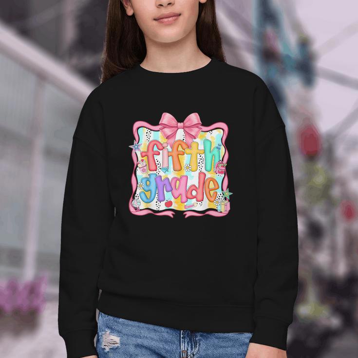 Preppy Back To School Fifth Grade Coquette Bow Women Girl Youth Crewneck Sweatshirt Preppy Back To School Fifth Grade Coquette Bow Women Girl Youth Crewneck Sweatshirt