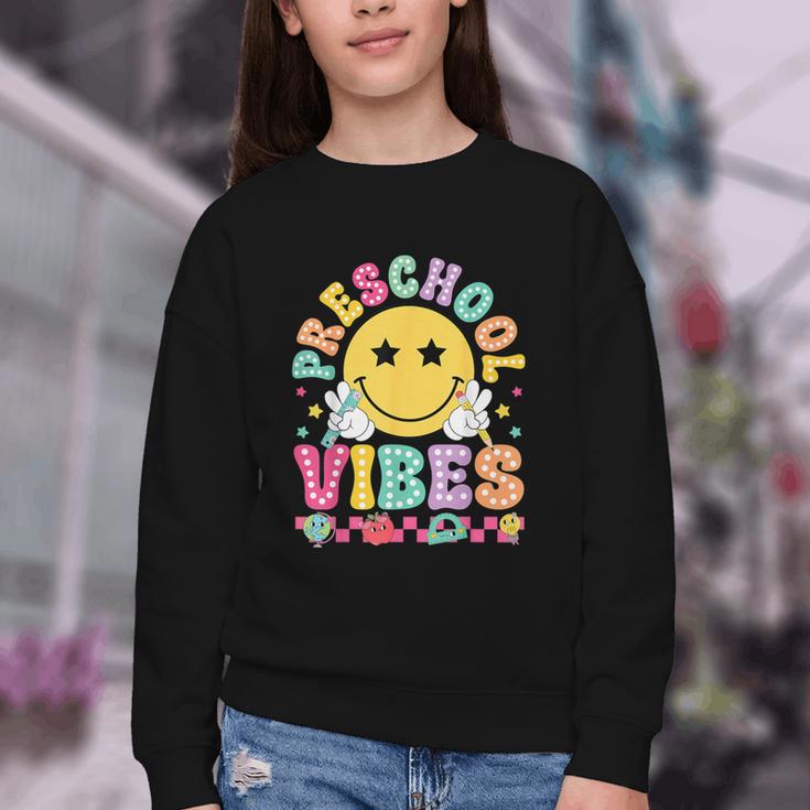 Preschool Vibes Smile Face Back To School Kinder Girls Kids Youth Crewneck Sweatshirt Preschool Vibes Smile Face Back To School Kinder Girls Kids Youth Crewneck Sweatshirt