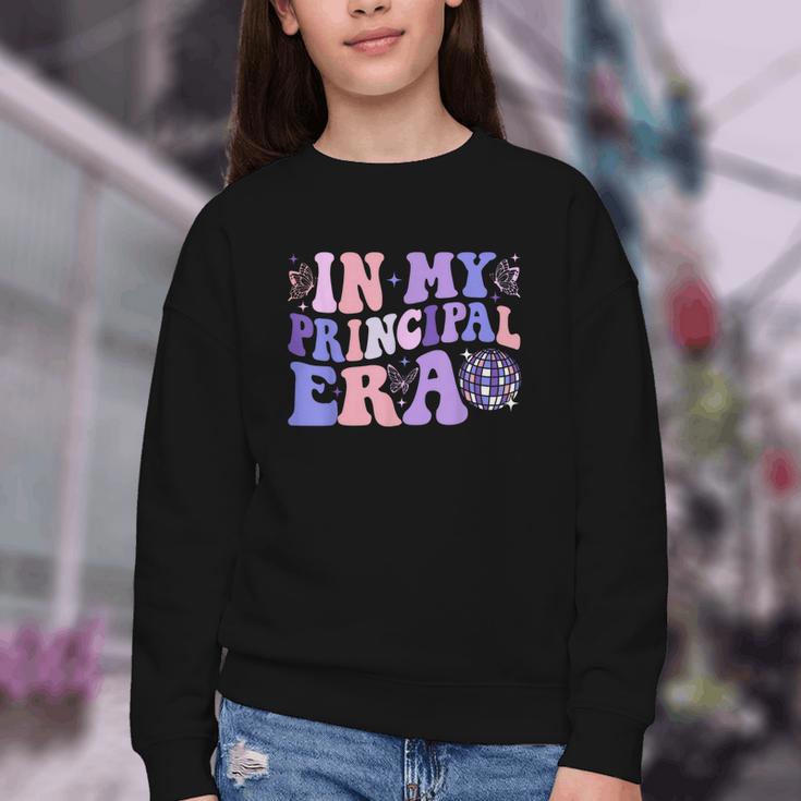In My Principal Era Groovy School Principal Back To School Youth Crewneck Sweatshirt
