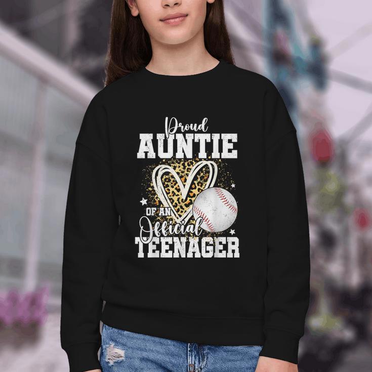 Proud Auntie Of An Official Teenager 13th Birthday Baseball Youth Crewneck Sweatshirt Proud Auntie Of An Official Teenager 13th Birthday Baseball Youth Crewneck Sweatshirt