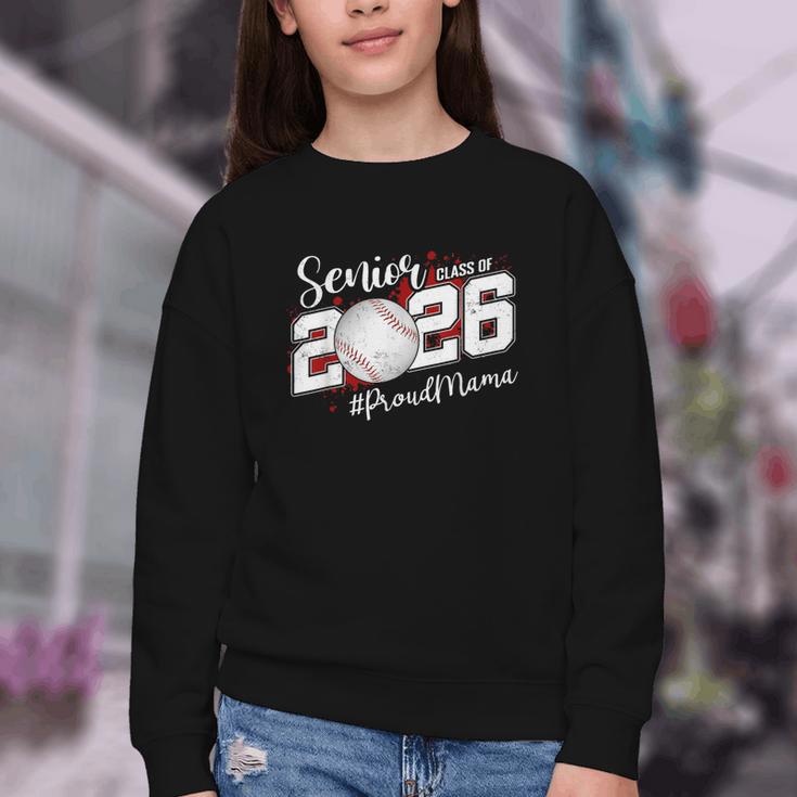 Proud Mama Of A 2026 Senior Baseball Graduation Mom Youth Crewneck Sweatshirt