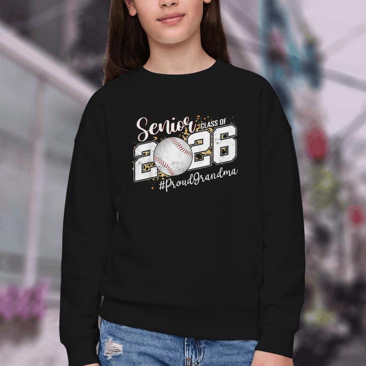 Proud Senior Grandma Class Of 2026 Baseball Graduate Leopard Youth Crewneck Sweatshirt Proud Senior Grandma Class Of 2026 Baseball Graduate Leopard Youth Crewneck Sweatshirt