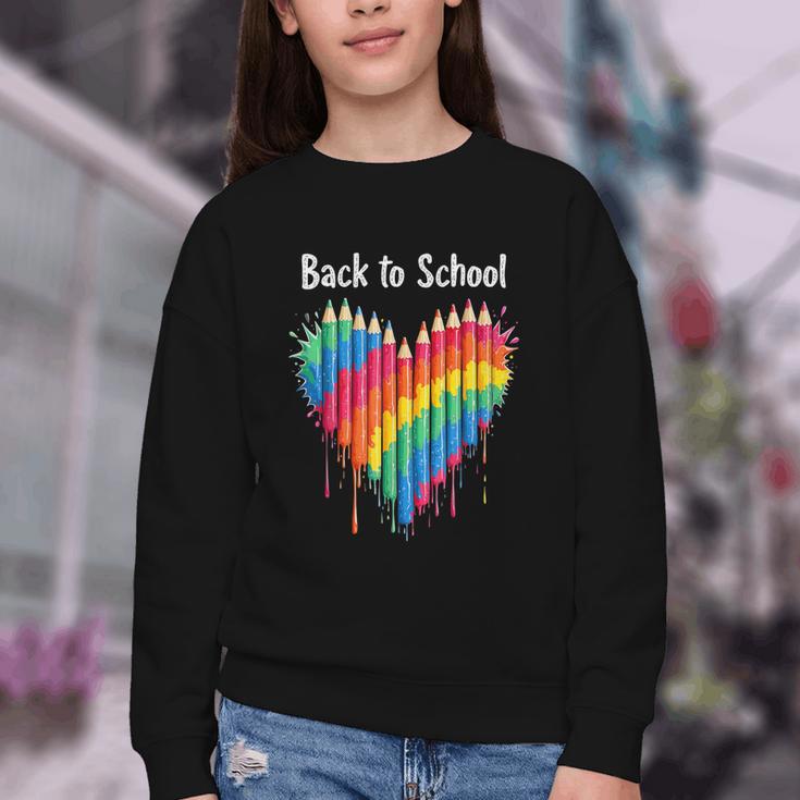 Rainbow Pencil Heart Back To School Creative Youth Crewneck Sweatshirt Rainbow Pencil Heart Back To School Creative Youth Crewneck Sweatshirt