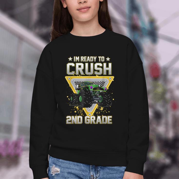 Ready To Crush 2nd Grade Monster Truck Boy Back To School Youth Crewneck Sweatshirt Ready To Crush 2nd Grade Monster Truck Boy Back To School Youth Crewneck Sweatshirt