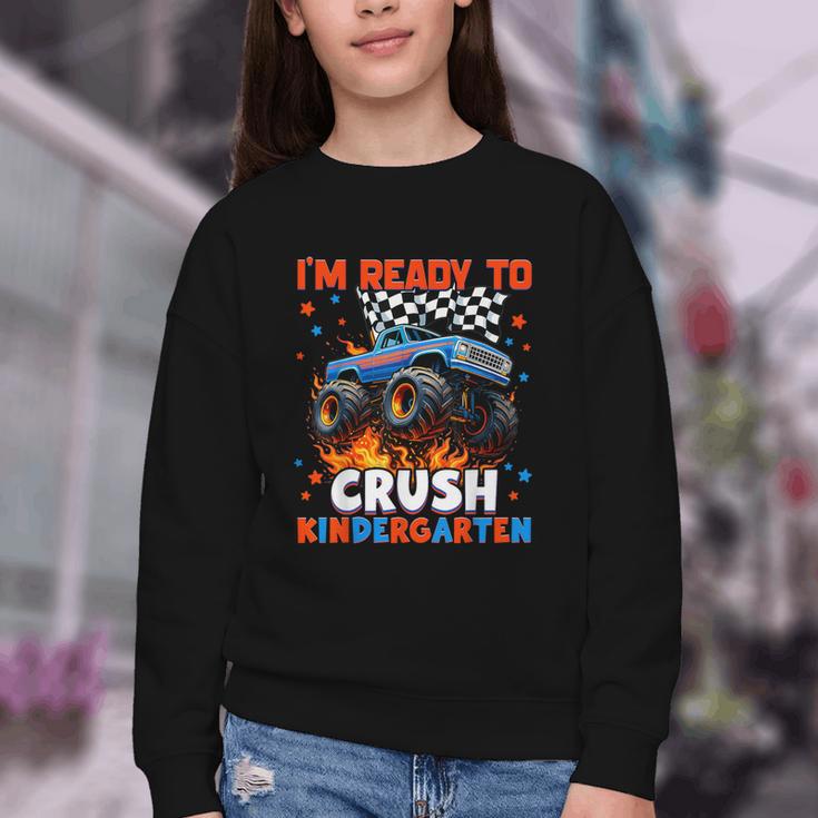Ready To Crush Kindergarten Monster Truck Back To School Boy Youth Crewneck Sweatshirt Ready To Crush Kindergarten Monster Truck Back To School Boy Youth Crewneck Sweatshirt