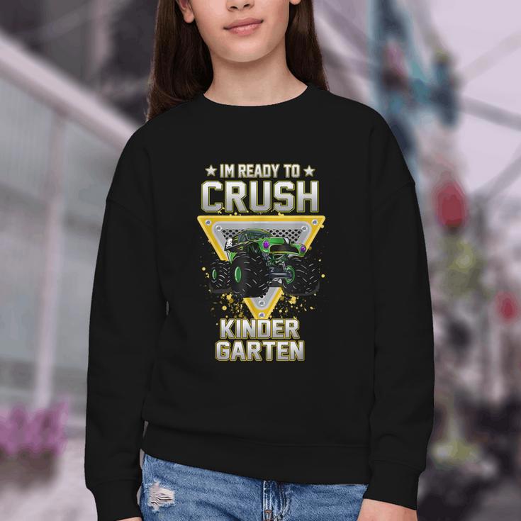 Ready To Crush Kindergarten Monster Truck Boy Back To School Youth Crewneck Sweatshirt Ready To Crush Kindergarten Monster Truck Boy Back To School Youth Crewneck Sweatshirt