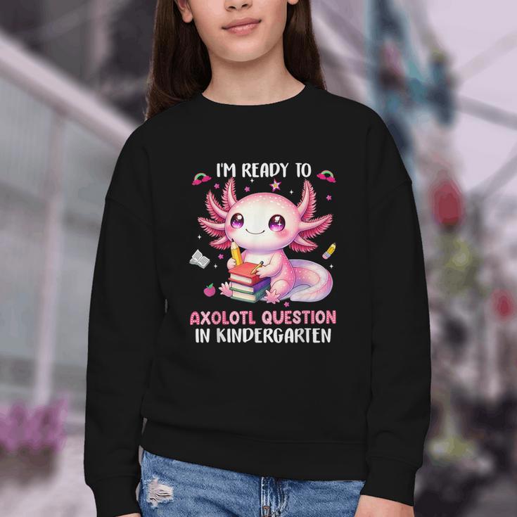Ready To Kindergarten Axolotl Questions Back To School Girls Youth Crewneck Sweatshirt Ready To Kindergarten Axolotl Questions Back To School Girls Youth Crewneck Sweatshirt