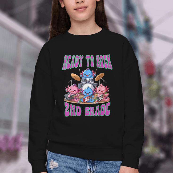 Ready To Rock 2nd Grade Back To School Axolotl 2024 School Youth Crewneck Sweatshirt