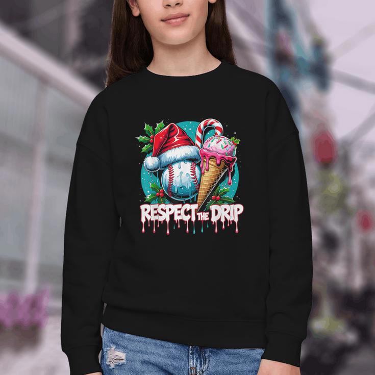 Respect The Drip Baseball Christmas Holiday Youth Crewneck Sweatshirt Respect The Drip Baseball Christmas Holiday Youth Crewneck Sweatshirt
