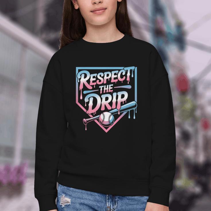 Respect The Drip Baseball Player Youth Crewneck Sweatshirt Respect The Drip Baseball Player Youth Crewneck Sweatshirt