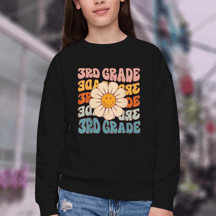 Retro 3rd Grade Daisy Colorful Back To School Third Grade Youth Crewneck Sweatshirt Retro 3rd Grade Daisy Colorful Back To School Third Grade Youth Crewneck Sweatshirt