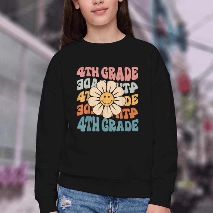 Retro 4th Grade Daisy Colorful Back To School Fourth Grade Youth Crewneck Sweatshirt Retro 4th Grade Daisy Colorful Back To School Fourth Grade Youth Crewneck Sweatshirt