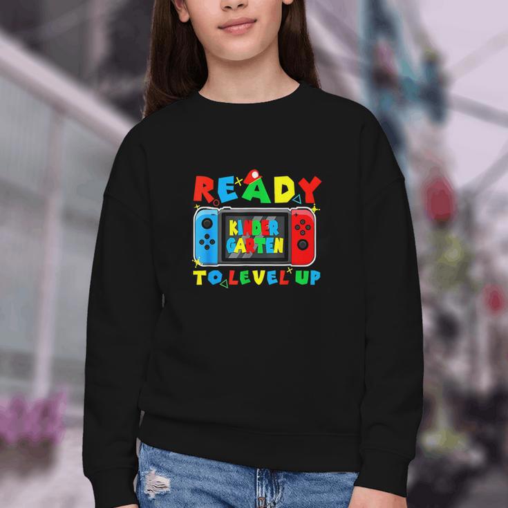 Retro Back To School Kindergarten Ready To Level Up Gamer Youth Crewneck Sweatshirt Retro Back To School Kindergarten Ready To Level Up Gamer Youth Crewneck Sweatshirt