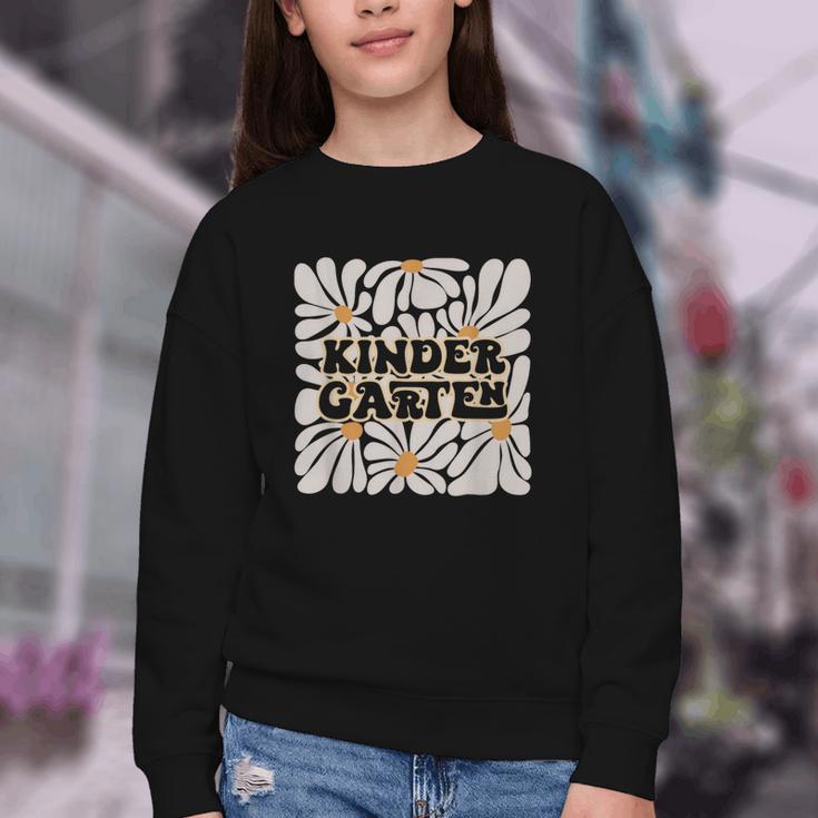 Retro Flower Power Squared Kindergarten Back To School Youth Crewneck Sweatshirt