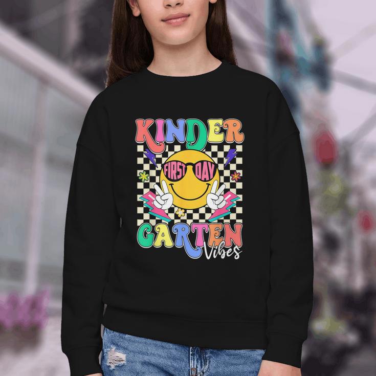Retro Groovy Kinder Garten Vibes Smile Team Back To School Youth Crewneck Sweatshirt Retro Groovy Kinder Garten Vibes Smile Team Back To School Youth Crewneck Sweatshirt