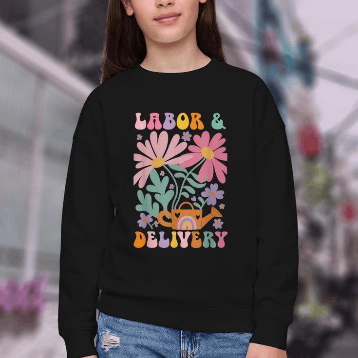 Retro Labor And Delivery Nurse Back To School Men Women Youth Crewneck Sweatshirt