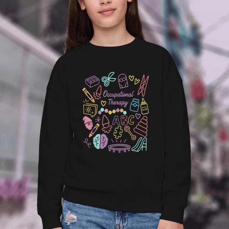 Retro Occupational Therapy Doodle Back To School Costume Youth Crewneck Sweatshirt