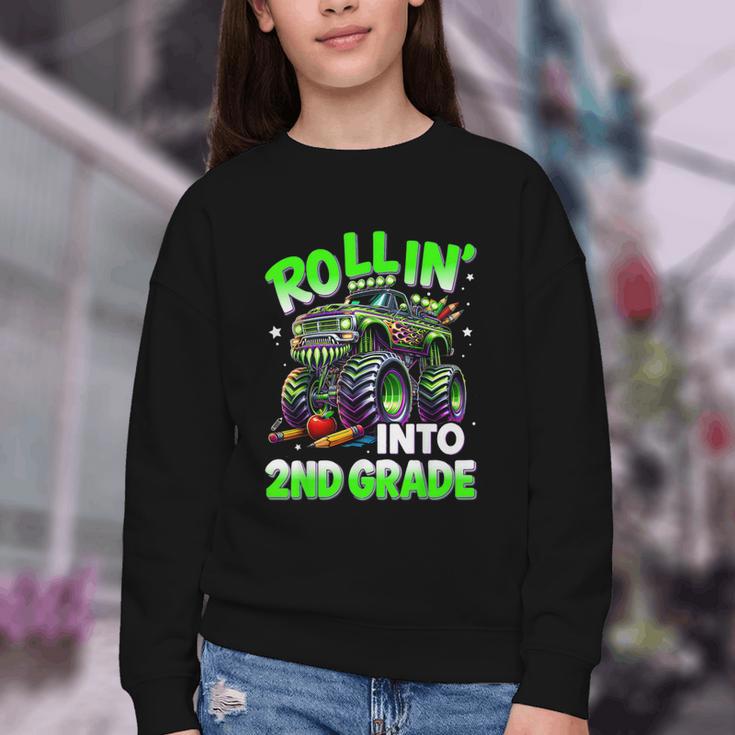 Rollin' Into 2nd Grade Monster Truck Back To School Boys Youth Crewneck Sweatshirt Rollin' Into 2nd Grade Monster Truck Back To School Boys Youth Crewneck Sweatshirt