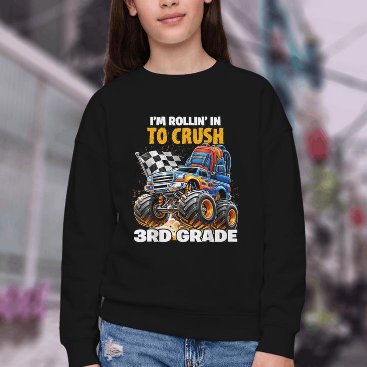 Rollin Crush Monster Truck Back To School 3rd Grade Boys Youth Crewneck Sweatshirt Rollin Crush Monster Truck Back To School 3rd Grade Boys Youth Crewneck Sweatshirt