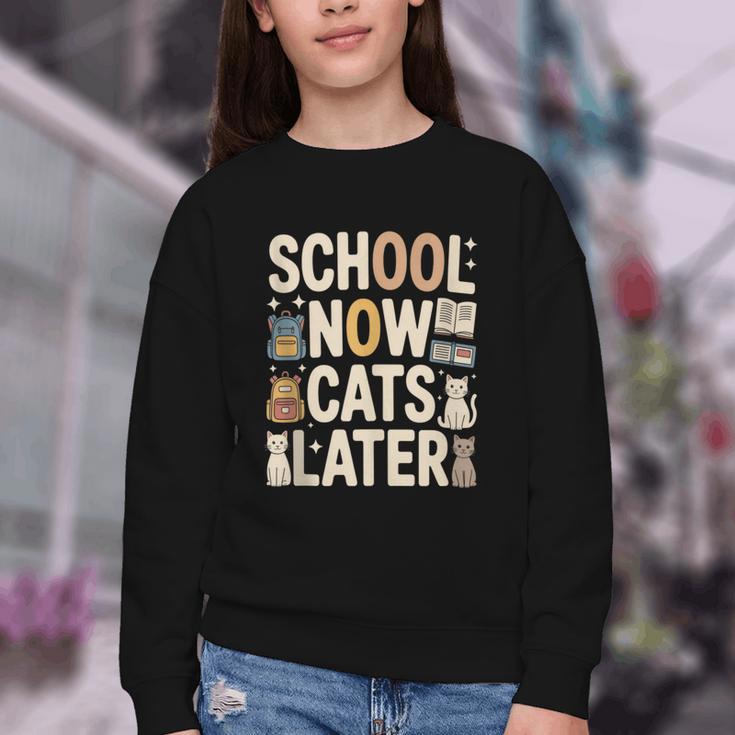 School Now Cats Later Back To School Youth Crewneck Sweatshirt School Now Cats Later Back To School Youth Crewneck Sweatshirt