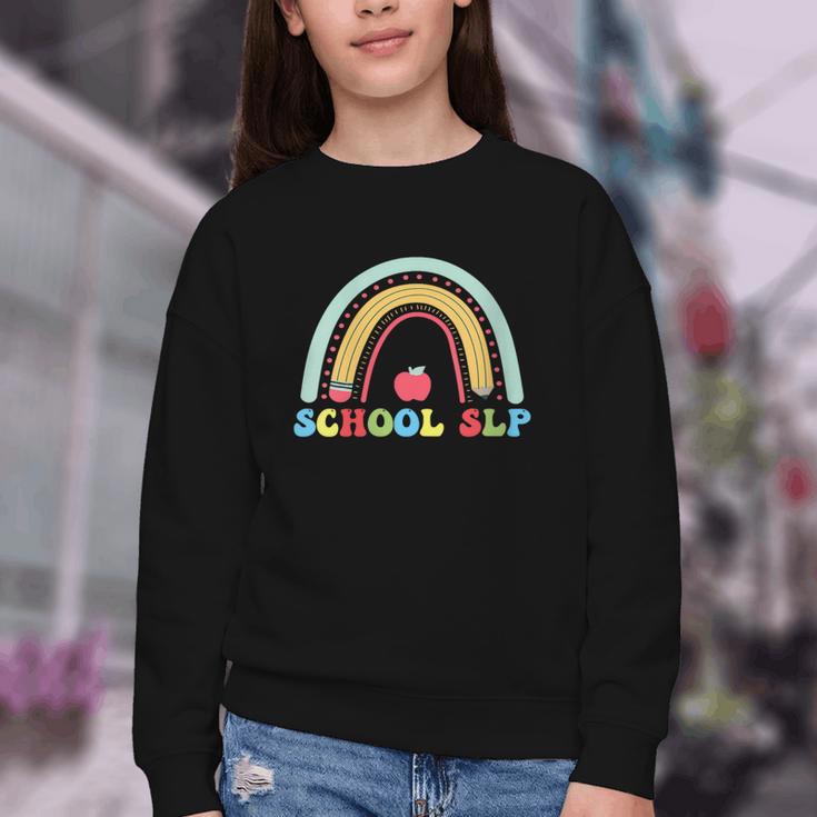 School SLP Rainbow Pencil Back To School Appreciation Youth Crewneck Sweatshirt