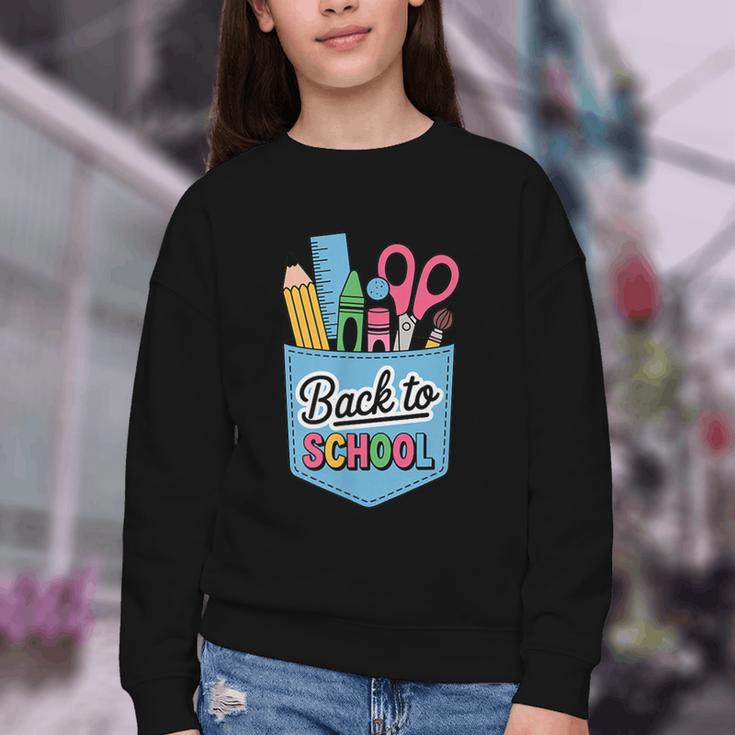 School Supplies In Pocket Back To School Boys Girls Youth Crewneck Sweatshirt School Supplies In Pocket Back To School Boys Girls Youth Crewneck Sweatshirt