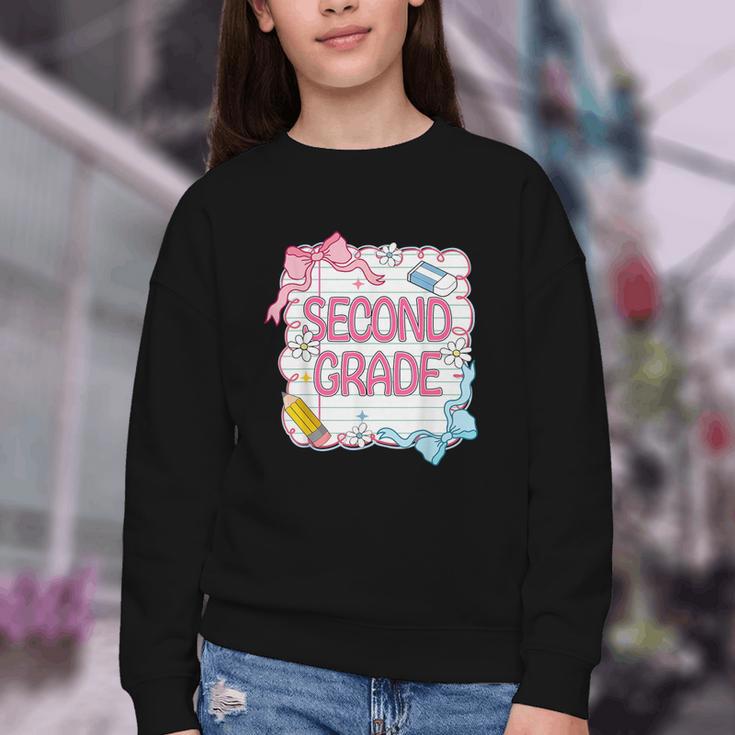 Second Grade Girls Kids Back To School Girls Coquette Bows Youth Crewneck Sweatshirt Second Grade Girls Kids Back To School Girls Coquette Bows Youth Crewneck Sweatshirt