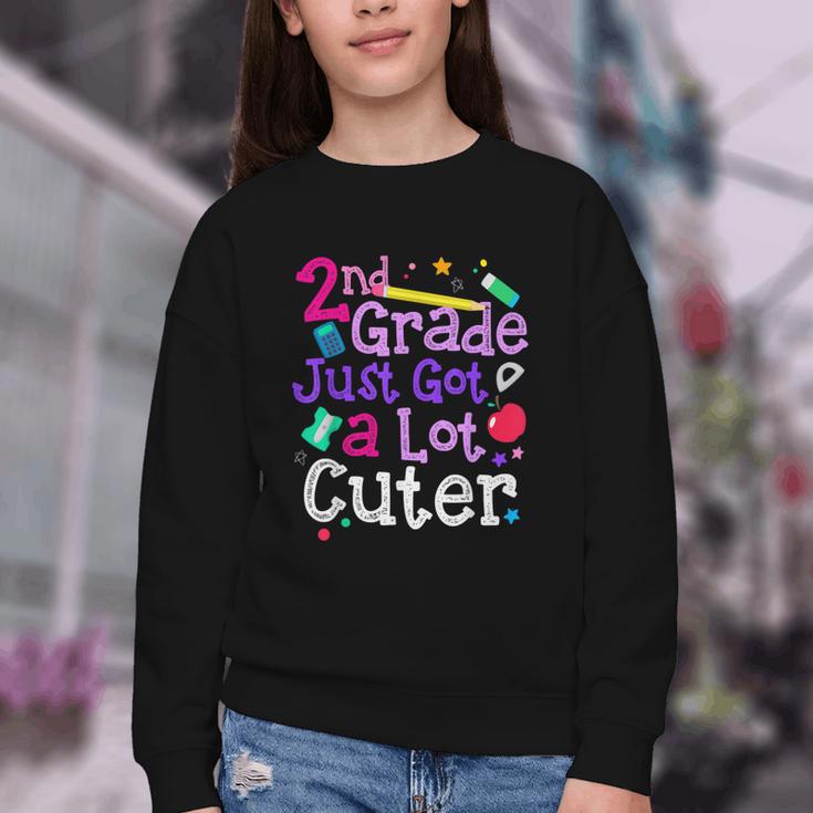 Second Grade Just Got Cuter Cute 2nd Grade Back To School Youth Crewneck Sweatshirt